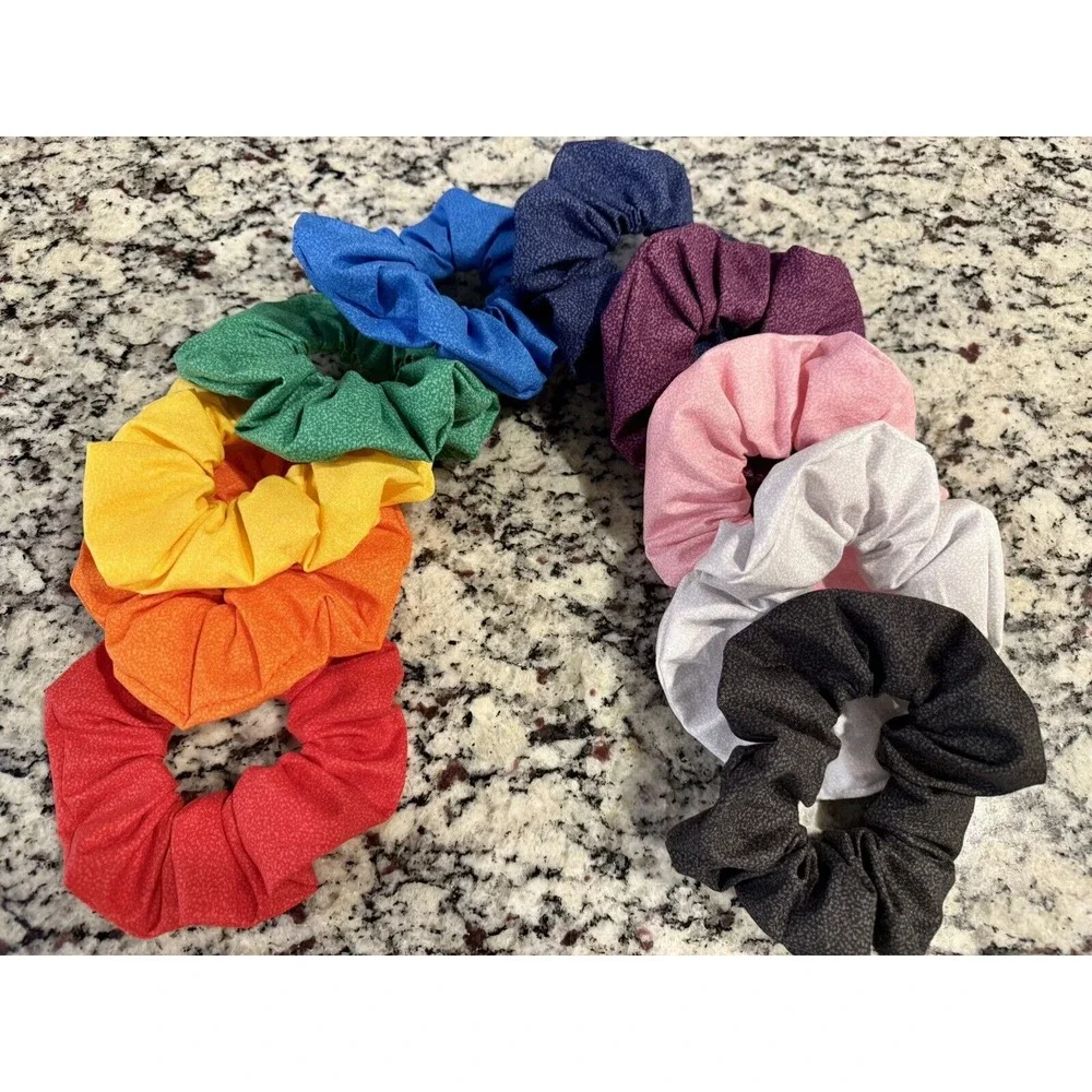 Solid Color‎ Handmade Hair Scrunchies Set Of 10